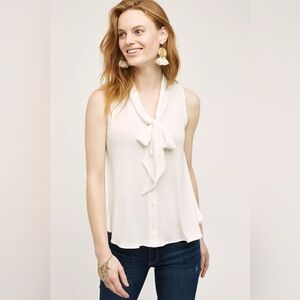 Anthropologie Cloth & Stone Tie-Neck Sleeveless Blouse